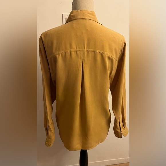Vintage Women’s Silk Shirt Button Down Mustard Small Petites - Picture 2 of 6